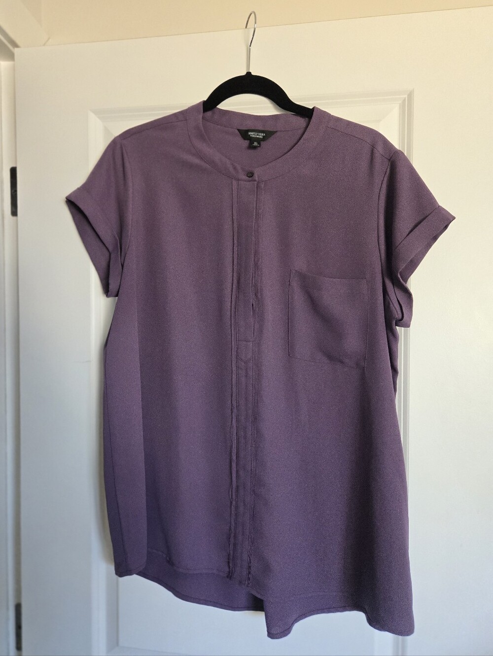 Simply Vera purple short-sleeve half button-front blouse Size XL